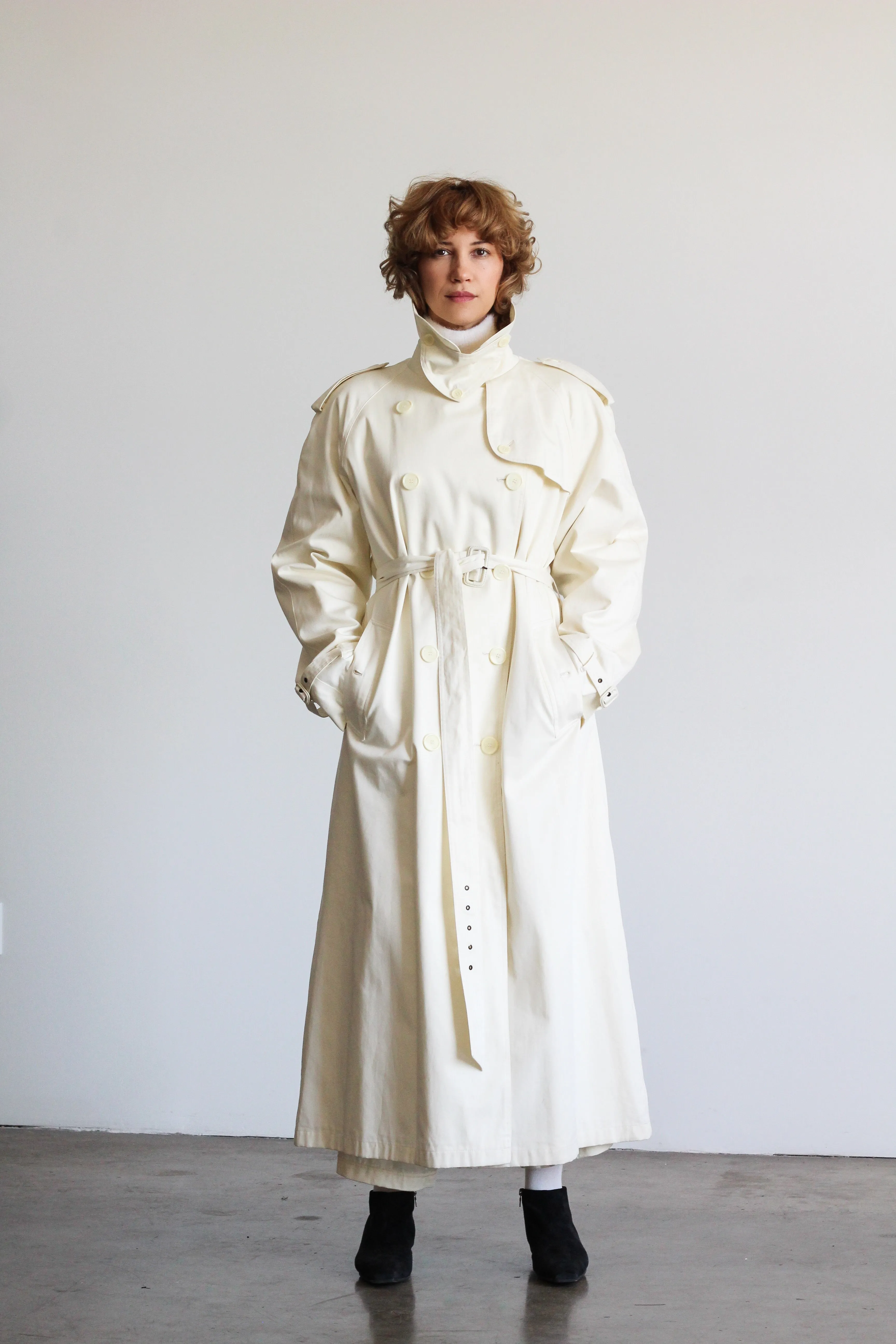 1990's ivory trench coat | VINTAGE