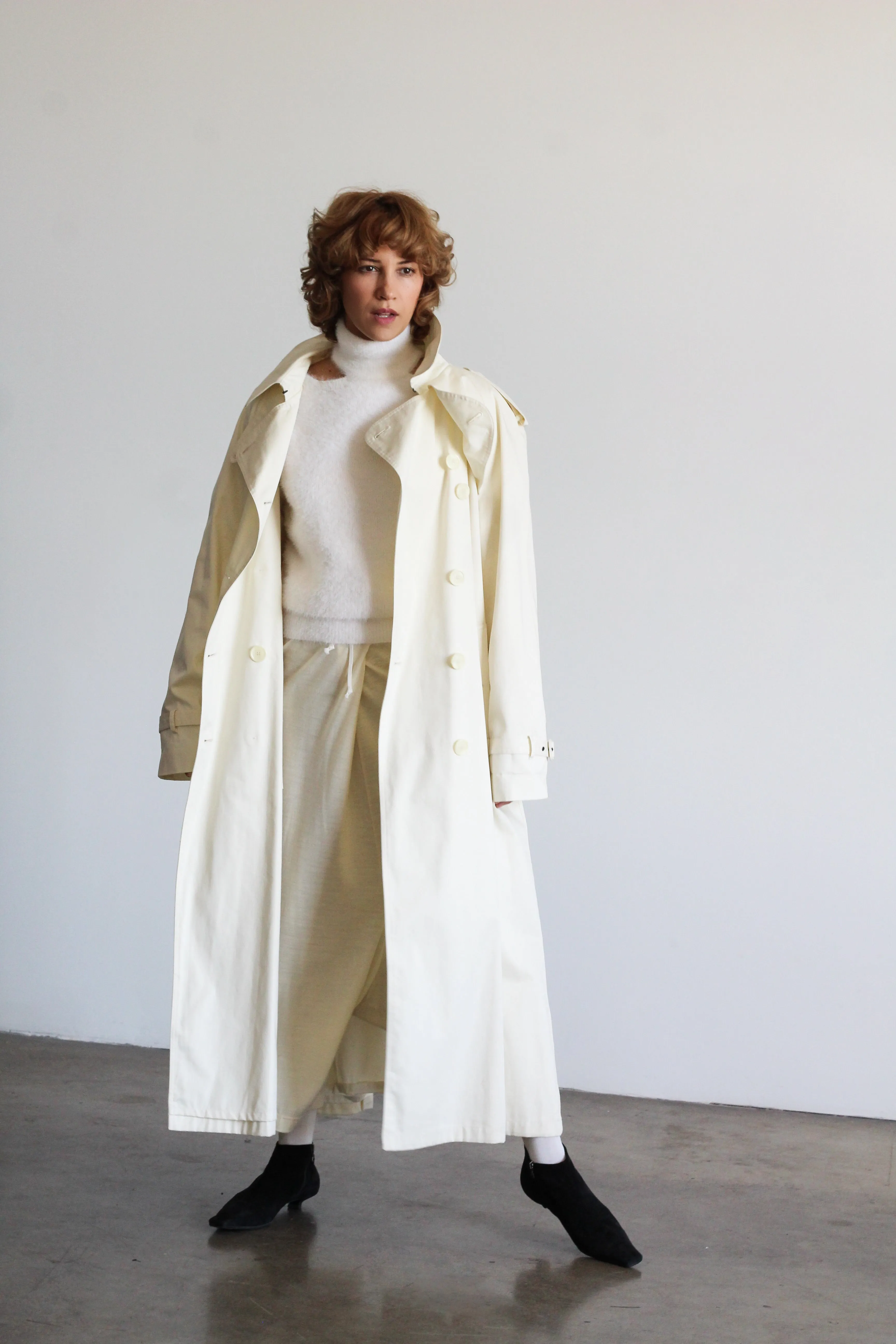 1990's ivory trench coat | VINTAGE