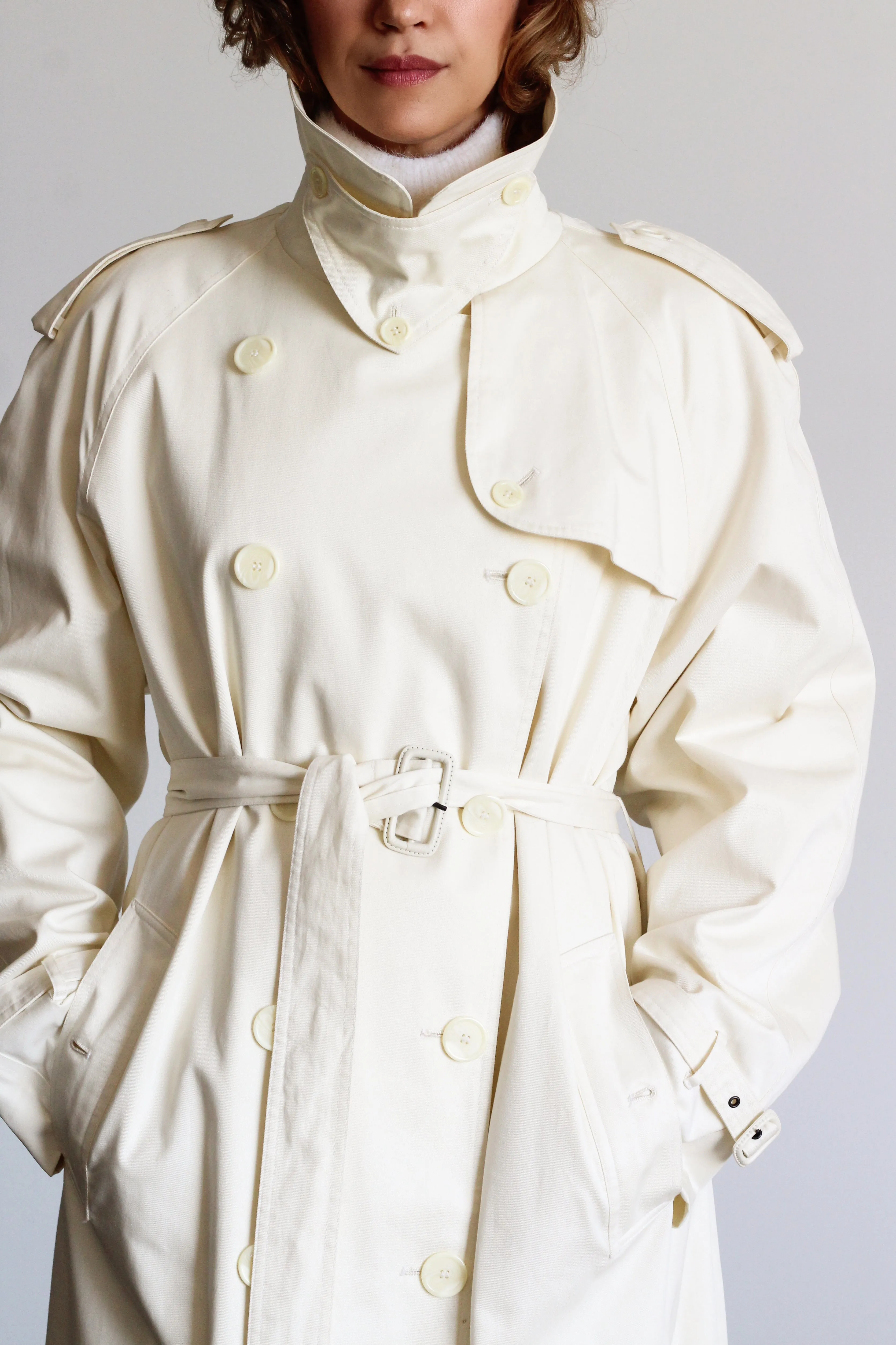 1990's ivory trench coat | VINTAGE