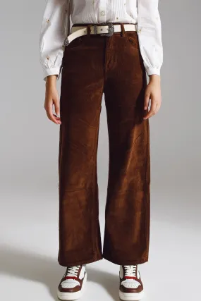 Cropped Cord Pants In Brown