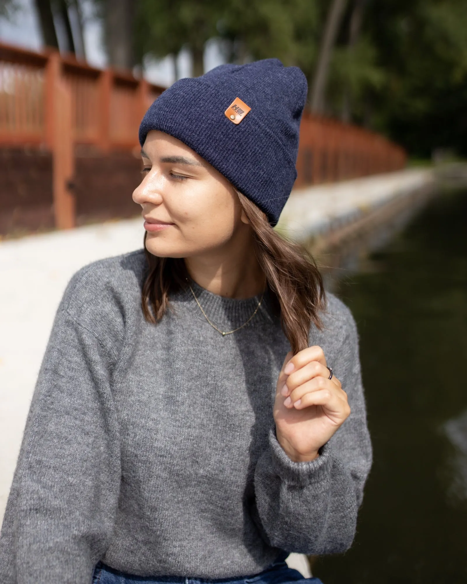 CTD102 HAAKWEAR Knit Cuffed Beanie / Hat - Denim Blue, Made in USA