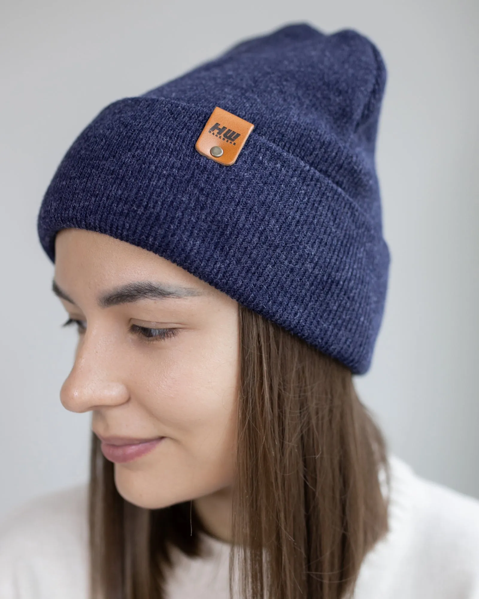 CTD102 HAAKWEAR Knit Cuffed Beanie / Hat - Denim Blue, Made in USA