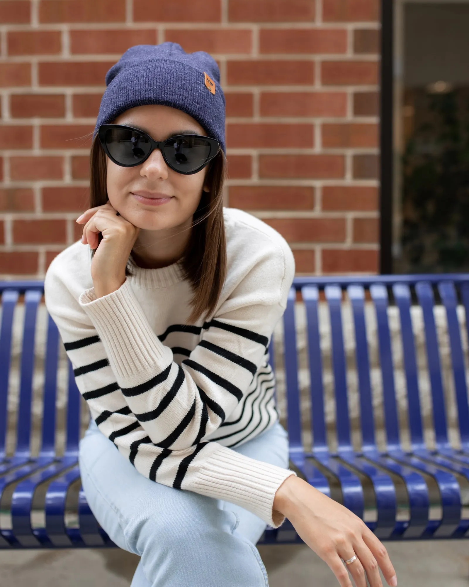 CTD102 HAAKWEAR Knit Cuffed Beanie / Hat - Denim Blue, Made in USA
