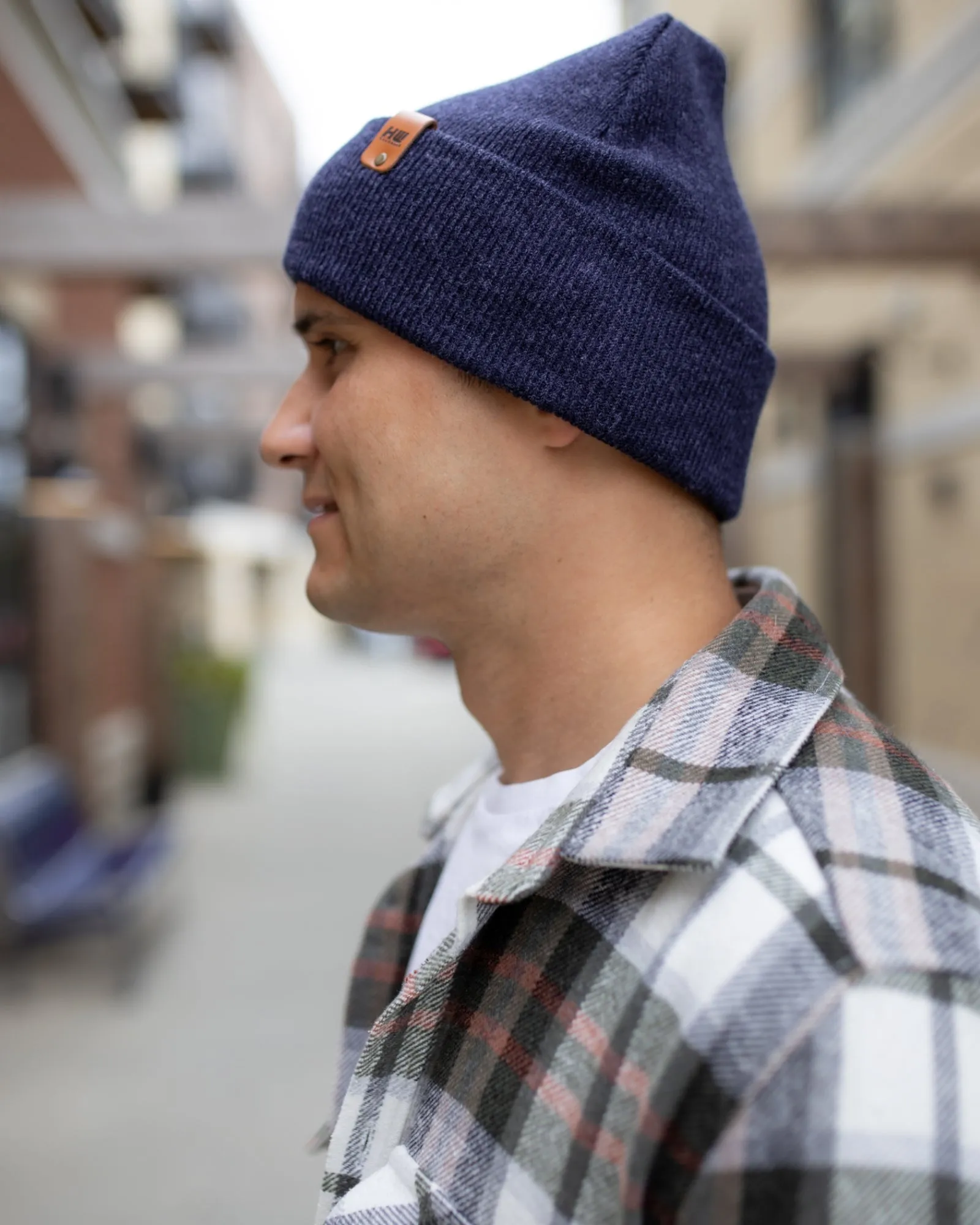 CTD102 HAAKWEAR Knit Cuffed Beanie / Hat - Denim Blue, Made in USA