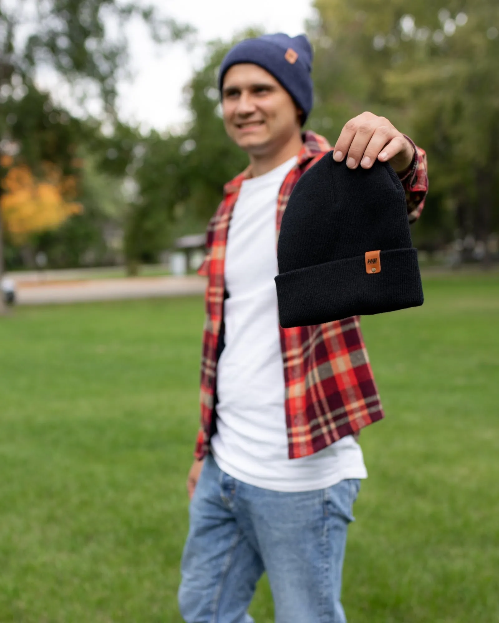 CTD102 HAAKWEAR Knit Cuffed Beanie / Hat - Denim Blue, Made in USA