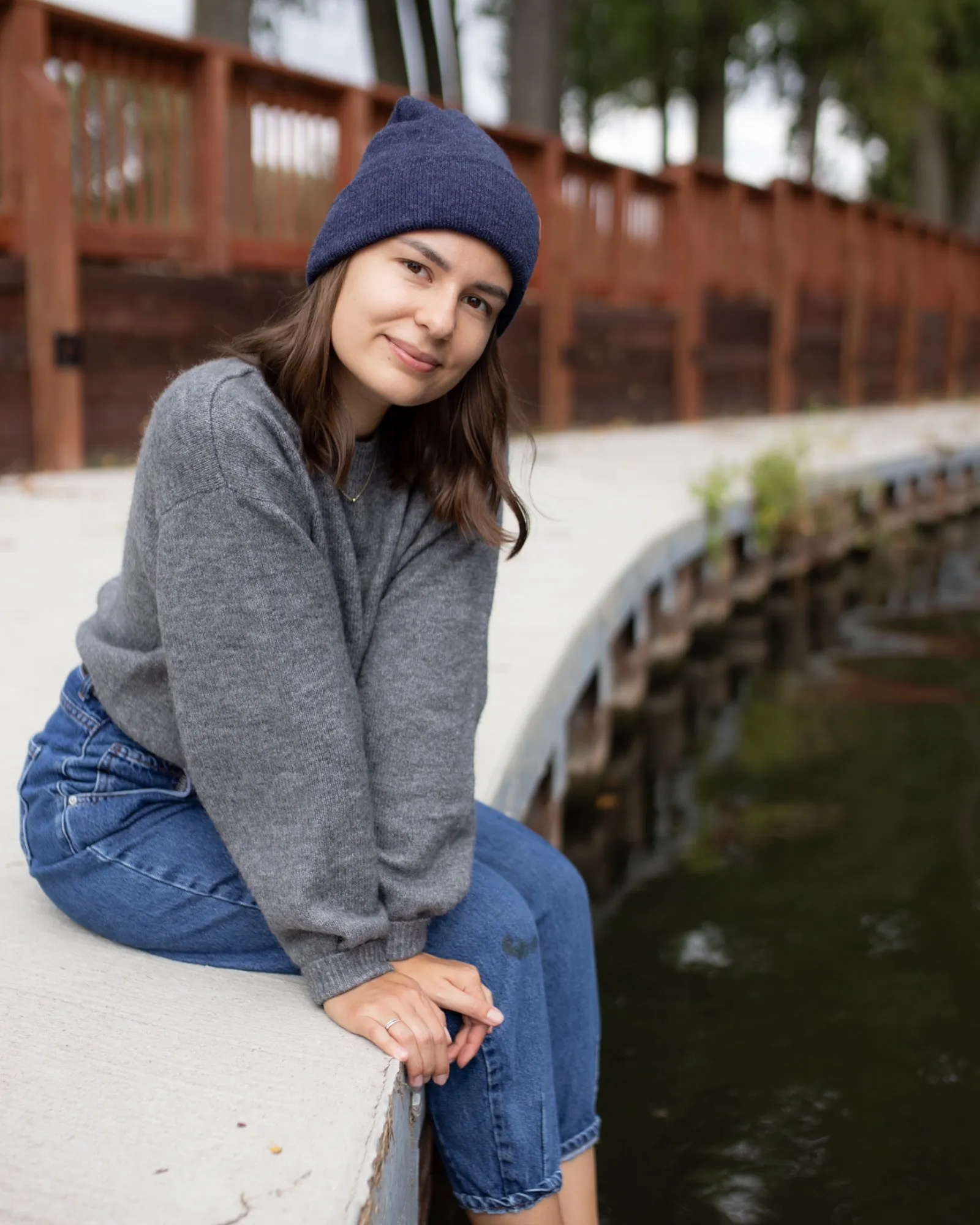 CTD102 HAAKWEAR Knit Cuffed Beanie / Hat - Denim Blue, Made in USA