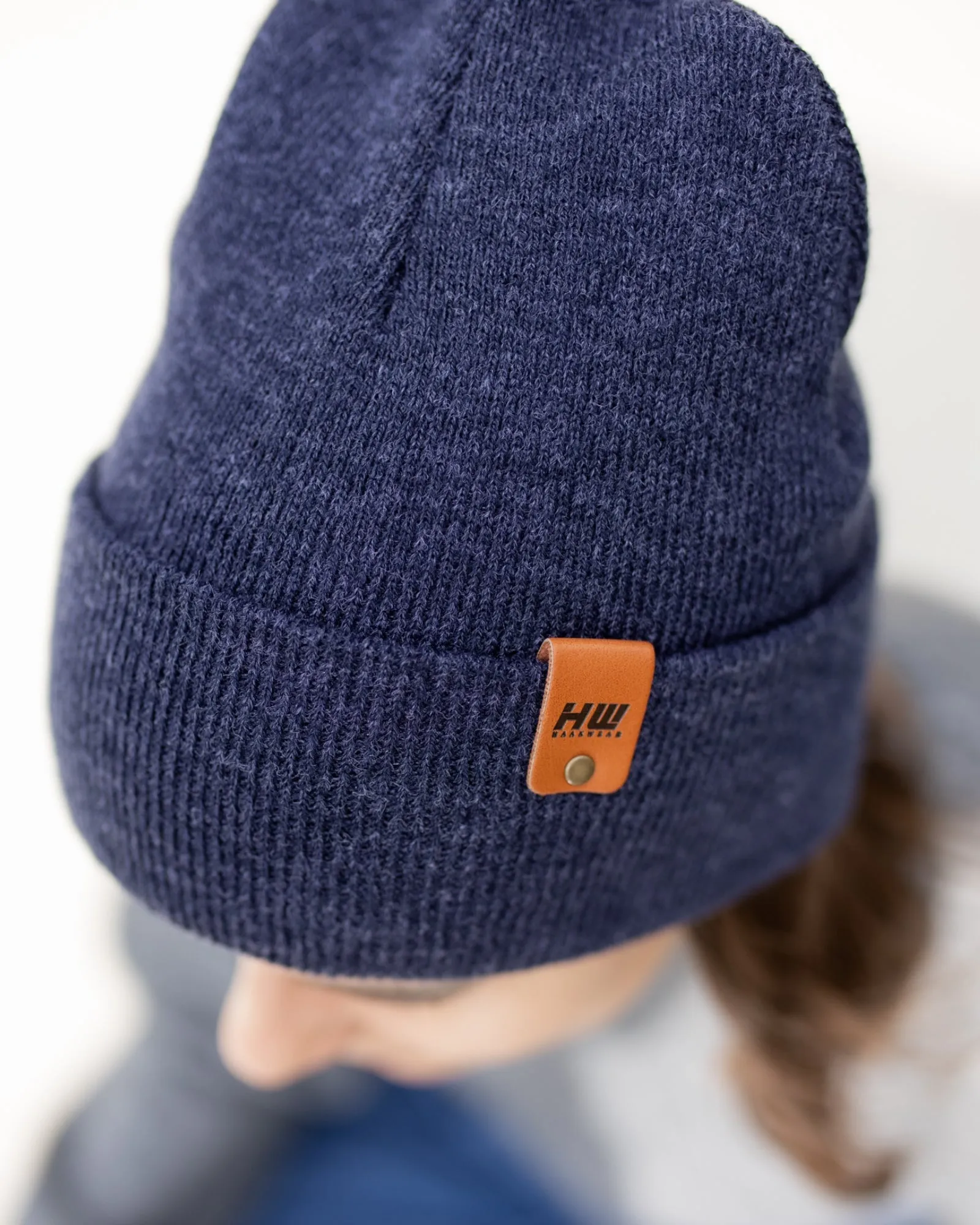 CTD102 HAAKWEAR Knit Cuffed Beanie / Hat - Denim Blue, Made in USA