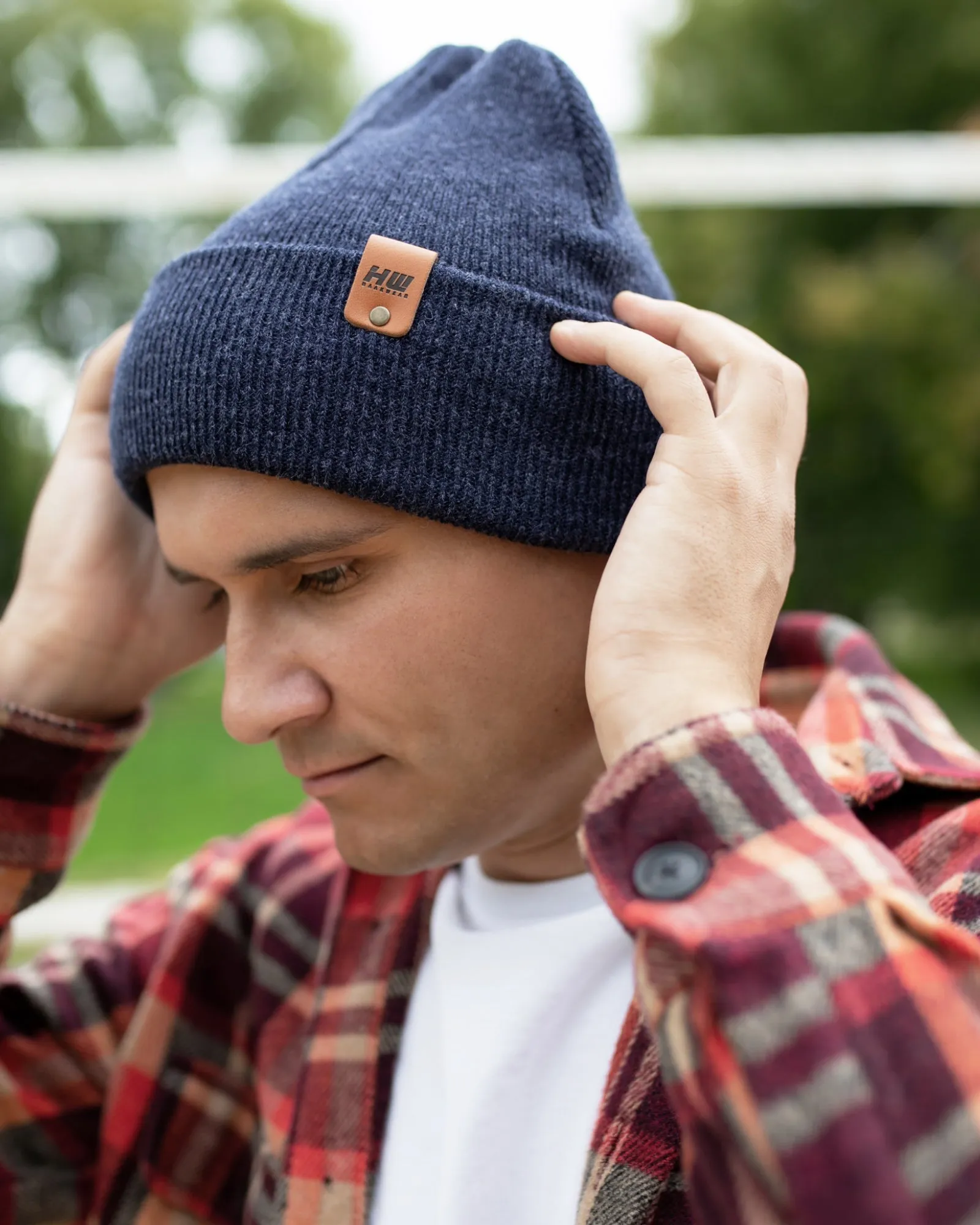 CTD102 HAAKWEAR Knit Cuffed Beanie / Hat - Denim Blue, Made in USA