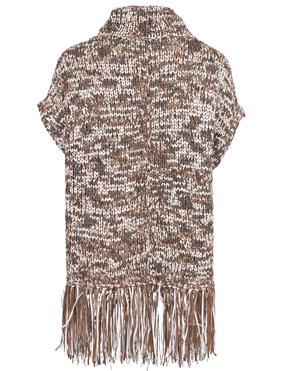 Dry Cotton Pailette Fringe Poncho