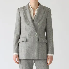 Frozen Sage Herringbone Double Breasted Blazer