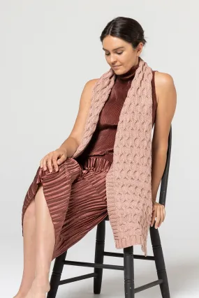 Indus | Blush Chain Stitch Knit Scarf