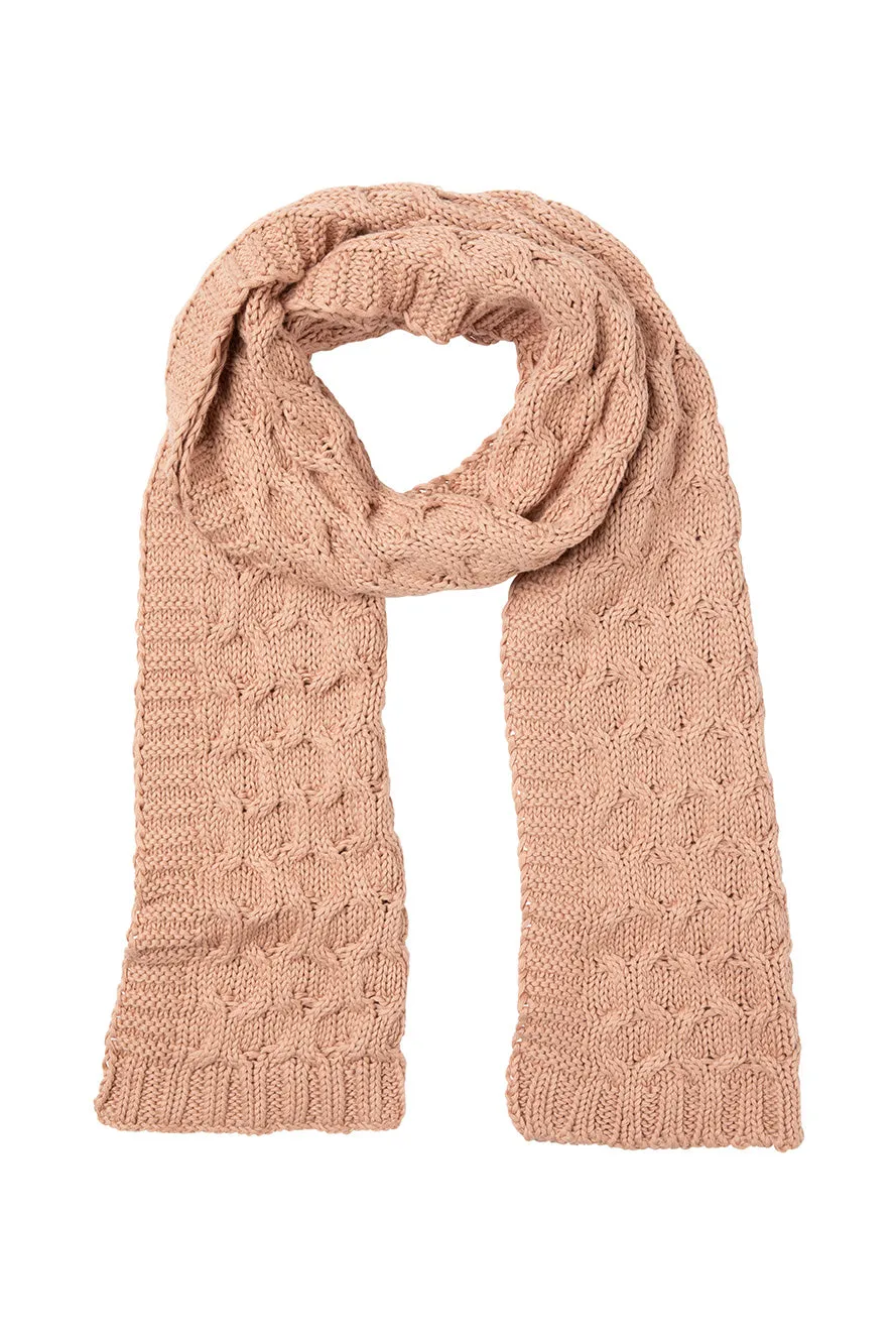 Indus | Blush Chain Stitch Knit Scarf