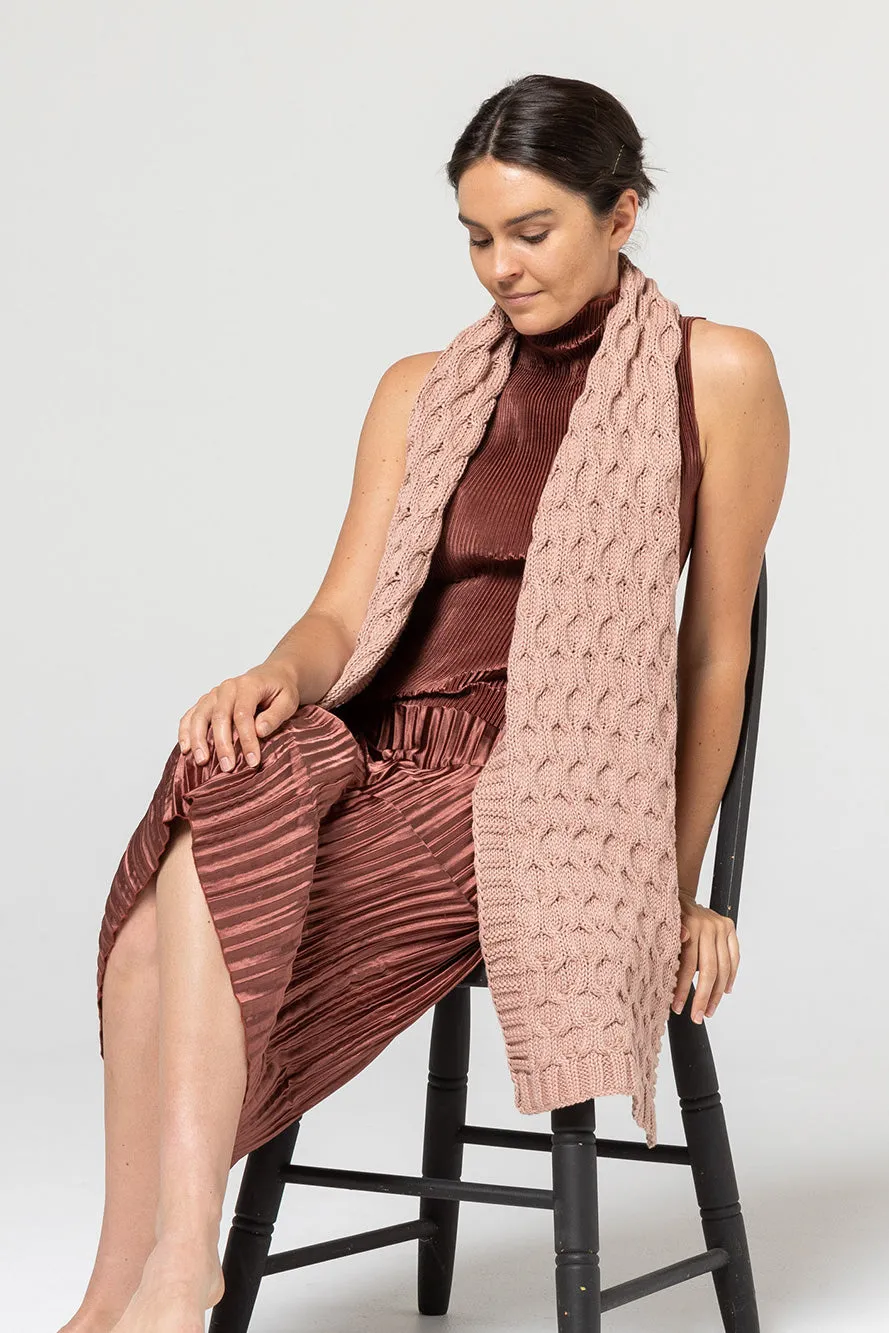 Indus | Blush Chain Stitch Knit Scarf