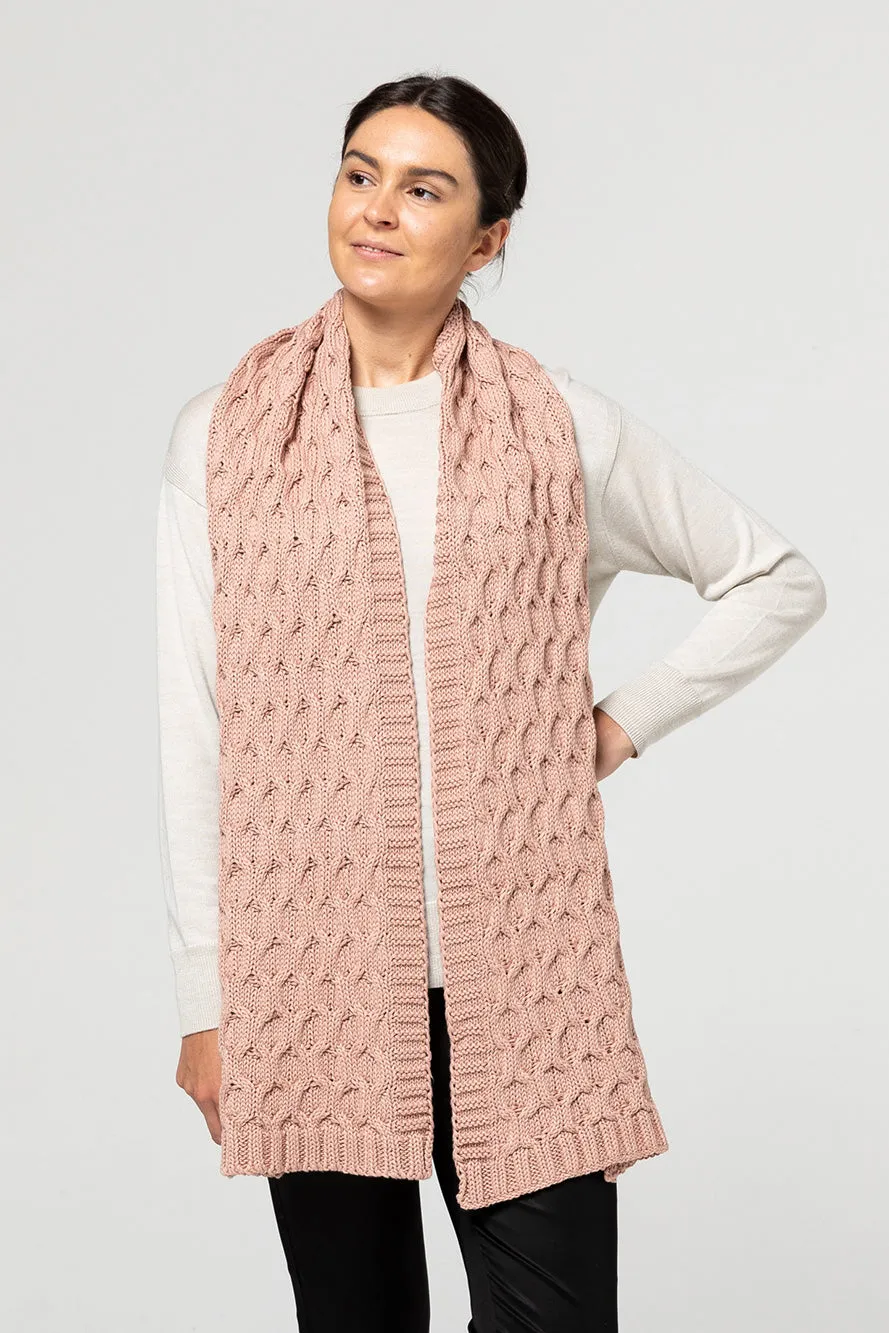 Indus | Blush Chain Stitch Knit Scarf