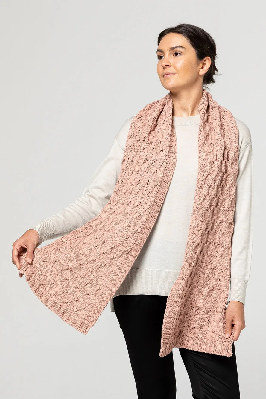 Indus | Blush Chain Stitch Knit Scarf