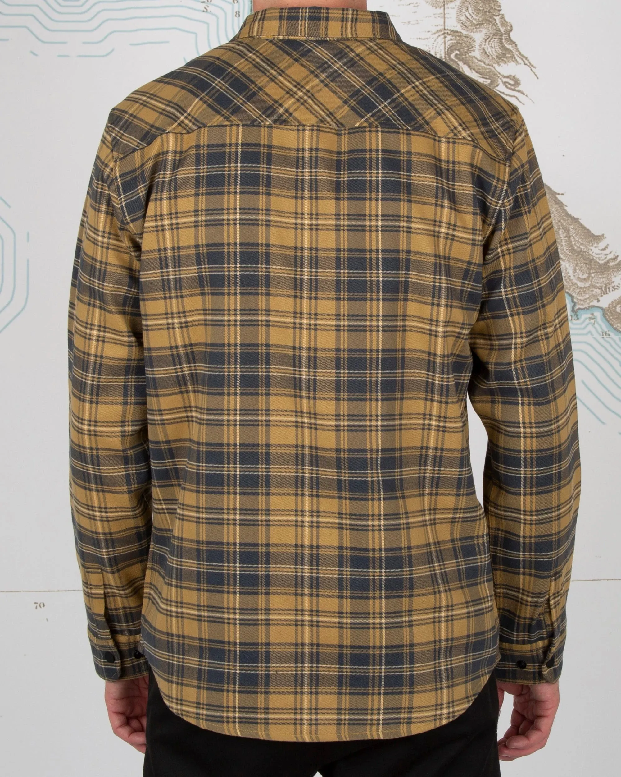 Salty Crew Boatyard Flannel Tee Brown