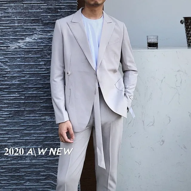 Stylish Asymmetry Button Belt Blazer